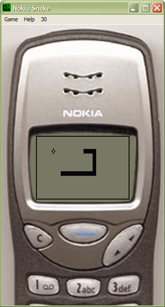 Celular antigo Nokia 2280 jogando o jogo da cobrinha Snake 2 